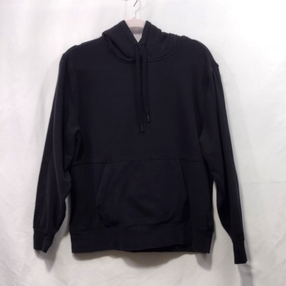 Athleta Fleece Hooded Sweatshirt Womens M Black Sporty Athletic Outdoor Casual